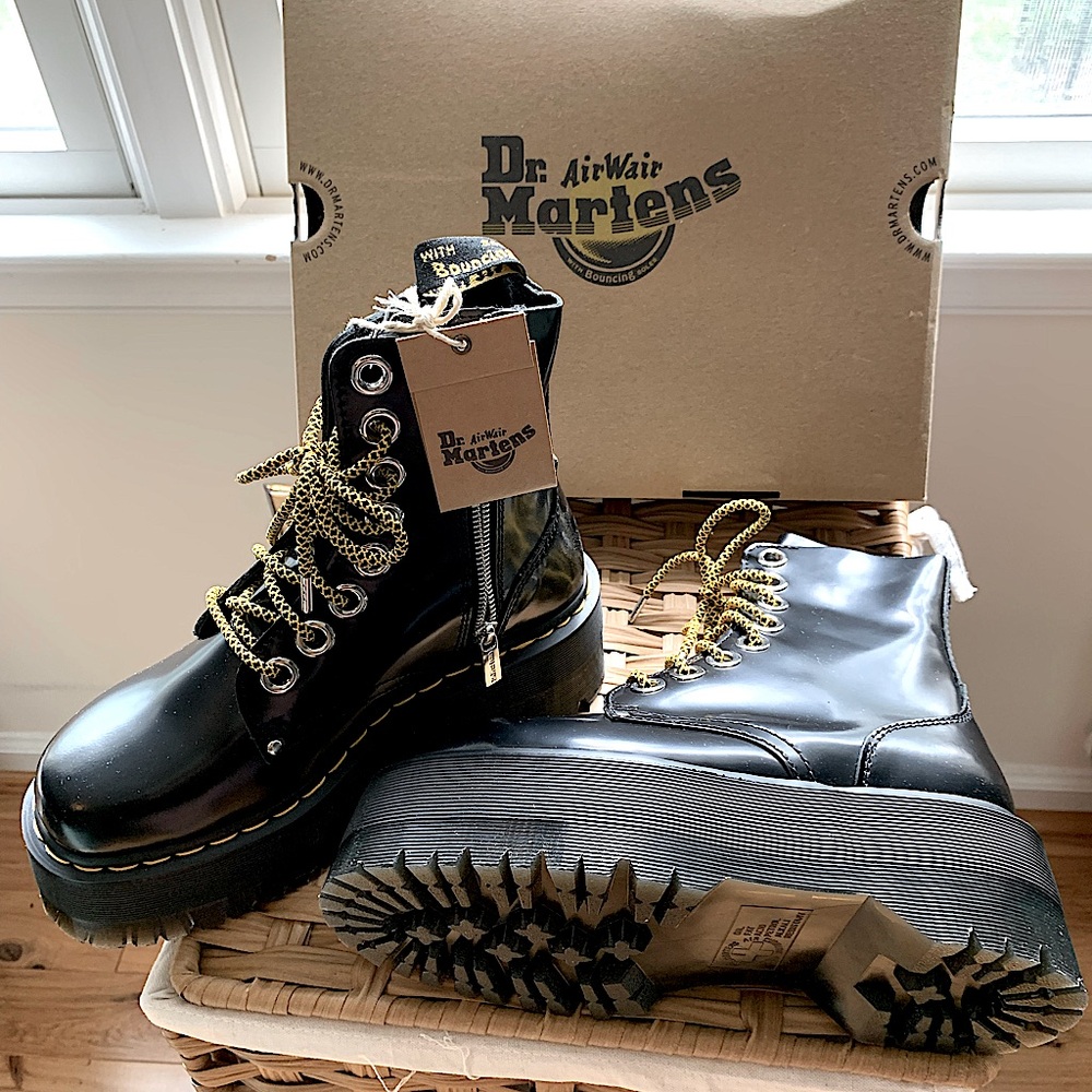Doc Martens Jadon Max Platform Boots, Buttero black leather. 9” tall. - Picture 2 of 9